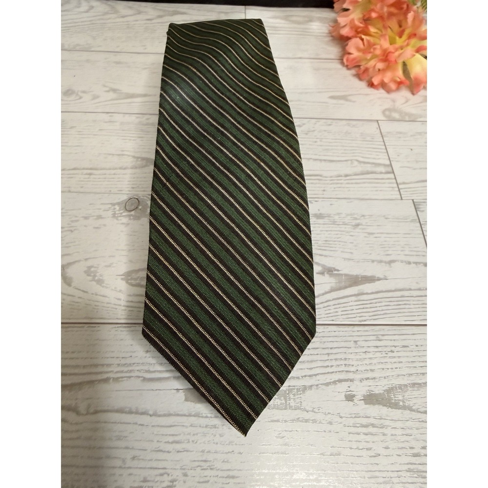 Ivy League Men's Green Gold Vintage 1950-60's Silk Cotton Tie Rep Trad Untipped - Picture 9 of 14